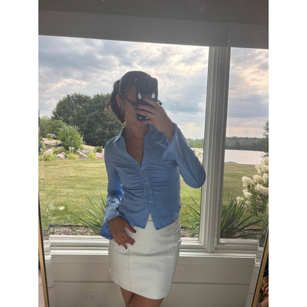 White 80s vintage 100% leather jacket and skirt set - Picture 2 of 6